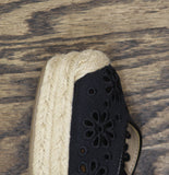 On 34th Melindaa Platform Espadrille Pump Wedge Ankle Wrap Sandals Black 6M