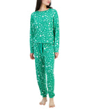 Jenni Womens Long-Sleeve Pajama Shirt Top 100173606MS Doodle Holiday Green 2XL