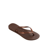 Havaianas Womens Slim Thong Flip Flops 4000030 Dark Brown Metallic 6M