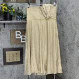 Lauren Ralph Lauren Womens Buckle-Trim Metallic Chiffon Dress Birch Tan Gold 14