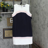 Tommy Hilfiger Womens Sleeveless Colorblock Sheath Dress White / Pink / Blue 12