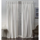 Exclusive Home Woven  Blackout Button Curtain Panel Pair Vanilla Off white 52x84