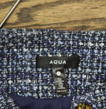 Aqua Womens Collarless Tweed Cropped Blazer Jacket IJO31229 Navy Multi Blue M