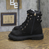 DKNY Girls Studded Lace Up Combat Boots Black 12T
