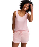 State of Day Womens Stretch Knit Sleep Lounge Shorts Abstract Shell Pink XL