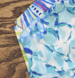 Alfred Dunner Print Short Sleeve Rope Accent Neckline T-Shirt Blue Multi 1X