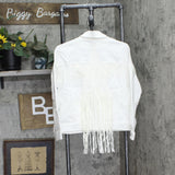 Dg2 by Diane Gilman Womens Fringed Star Denim Jean Jacket Ivory Off White XS
