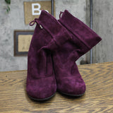 BCBGeneration Womens Suede Wedge Heel WESSY Slouch Boots Dark Plum Purple 7M