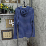 Jake Aurita Mens Striped Thermal Pullover Hoodie 166b4b606a436e Blue / White M