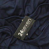 24seven Comfort Apparel Midi Sleeveless Dress with Pocket Detail Navy Blue M