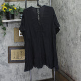 Raviya Womens Plus Size Lace-Inset Mini Cover Up 76399X Black 0X