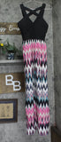 Crystal Doll Juniors Cutout Printed Maxi Dress Black Multi 3
