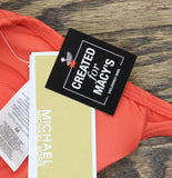 Michael Michael Kors Ribbed Hardware V-Neck Bikini Top Sangria Red Orange M