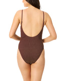 Salt + Cove Juniors Metallic One-Piece Swimsuit Chocolate Chip Lurex Brown XL