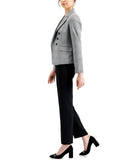 Le Suit Womens Plaid Open Front Suit Jacket 50040211 Black / Ivory 4