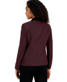 Kasper Womens Framed Plaid Jacket Notch Collar Blazer Shiraz Red / Black 4