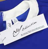 NY Collection Colorblock 2-Piece Dress and Jacket Set Sapphire Blue / White 6P