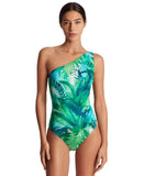 Lauren Ralph Lauren One-Shoulder One Piece Swimsuit Cartago Palms Green 4