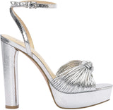 Jessica Simpson Womens Immie Platform Sandal with Ankle Strap Silver Gray 7.5M