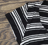 Unedited By Teeze Me Striped Short Sleeve Knit A-Line Dress Black / White XXS