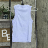 Cotton On Womens Ribbed Logo Sleeveless Shirt Top Frosted Blue S