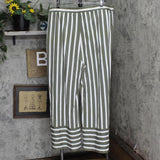 Peace Love World Print Striped Wide Leg Monica Pant Rosemary Stripe Green 2X