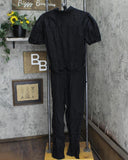 Who What Wear Women's Puff Short Sleeve Collared Jumpsuit WD-773 Black XL