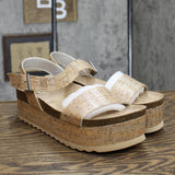 Dirty Laundry by Chinese Laundry Women's Wedge Sandal PALMS CORK Silver Brown 8M