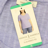 Vintage America Womens Ribbed Short Sleeve T-Shirt Tee 1758411 Blue XL
