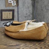 Dluxe By Dearfoams Mens Nelson Shearling Moccasin Slippers Chestnut Brown 7