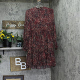 Taylor Womens Petite Long-Sleeve Chiffon Dress 3109P Crimson / Black 10P