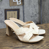 A New Day Womens Tia Mule Heels 89530399 Cream Off White 9M