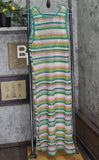 Miken Juniors Striped Low-Back Dress Swim Cover Up I9083K795 Ivory / Green XL