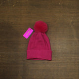 On 34th Womens Boxed Rib-Knit Beanie Gift Pom Pom Rolled MO1542501 Bright Pink