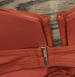 DKNY Womens Shirred U-Wire Bandeau Bikini Top DIMTS403 Sunset Brown Orange XL