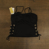Michael Michael Kors Grommet Tankini Swim Top MM30322 Black XS