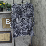 Ruby Rd. Womens Mixed Animal Print Top Gray Multi S