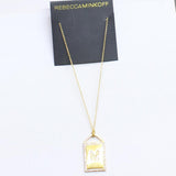 Rebecca Minkoff Fashion "M" Initial Rhinestone Pendant Necklace Gold Yellow 18"