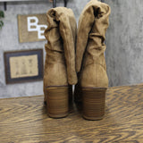 Universal Thread Junie Ruched Block Heel Boots 94568670 Tan Brown 6M