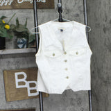 Universal Thread Womens V-Neck Denim Vest 89874072 White XS