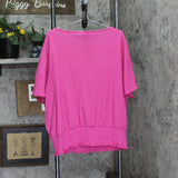 Michael Michael Kors Plus Size Flutter-Sleeve Smocked-Hem Top Cerise Pink 2X