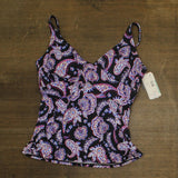Swim Solutions Paisley-Print Crossover Tankini Swim Top Dancing Paisley Black 18