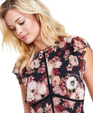 Trixxi Juniors Printed Tiered Short Ruffle Sleeve Dress Multi Floral Black S