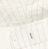 Calvin Klein Womens Pinstriped Pleated Pants Linen Blend Lined White / Khaki 14