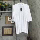 24seven Comfort Apparel Front Elbow Length Sleeve Plus Size Cardigan White XL