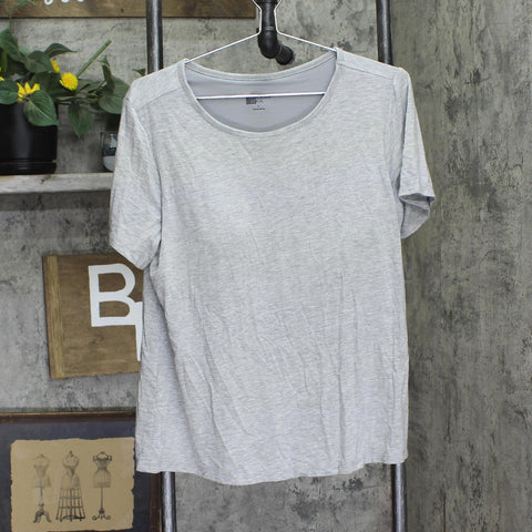 Modern Soul Womens Soothing Jersey Tee with System Bra Heather Mist Gray L
