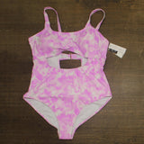 Salt + Cove Tie-Dye Cut-Out One-Piece Swimsuit CWP22185 Pink Multi 3X
