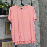 Alfani Womens Crewneck Knit Short Sleeve T-Shirt Top Sunrise Coral Pink L