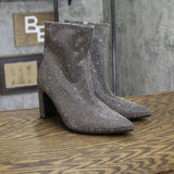 A New Day Womens Gloria Low Shaft Heeled Rhinestones Boots Silver Gray 7M