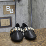 A New Day Genevieve Oversized Dome Stud Mary Jane Flats Black / Silver 7M